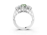 White gold Fancy Green Pear Cut Diamond Three-Stone Ring with Prong Setting and Textured Band_39