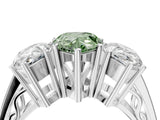 White gold Fancy Green Pear Cut Diamond Three-Stone Ring with Prong Setting and Textured Band_40