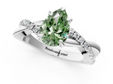 White gold Fancy Green Pear  Cut Diamond Twist Band Solitaire with Prong Setting_42