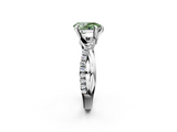 White gold Fancy Green Pear  Cut Diamond Twist Band Solitaire with Prong Setting_43