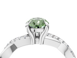 White gold Fancy Green Pear  Cut Diamond Twist Band Solitaire with Prong Setting_62