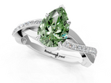White gold Fancy Green Pear  Cut Diamond Twisted Band Engagement Ring with Prong Setting_4
