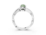 White gold Fancy Green Pear  Cut Diamond Twisted Band Engagement Ring with Prong Setting_6