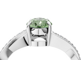 White gold Fancy Green Pear  Cut Diamond Twisted Band Engagement Ring with Prong Setting_7