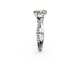 White gold Fancy Green Pear  Cut Diamond Twisted Band with Pavé Setting and Four-Prong Setting_22