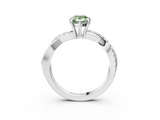 White gold Fancy Green Pear  Cut Diamond Twisted Band with Pavé Setting and Four-Prong Setting_23