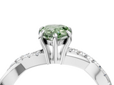 White gold Fancy Green Pear  Cut Diamond Twisted Band with Pavé Setting and Four-Prong Setting_24