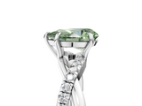White gold Fancy Green Pear  Cut Diamond Twisted Band with Pavé Setting and Four-Prong Setting_25