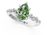 White gold Fancy Green Pear  Cut Diamond Vine Band with Four-Prong Setting_37