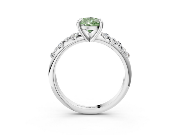 Platinum Fancy Green Pear  Cut Diamond Vine Band with Four-Prong Setting
