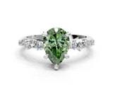 White gold Fancy Green Pear  Cut Diamond Vine Band with Four-Prong Setting_40