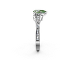 White gold Fancy Green Pear  Cut Diamond with Milgrain Marquise and Bezel Accents on a Solitaire Band with Prong Setting_229