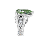 White gold Fancy Green Pear  Cut Diamond with Milgrain Marquise and Bezel Accents on a Solitaire Band with Prong Setting_232