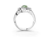 White gold Fancy Green Pear  Cut Double Halo Diamond Engagement Ring with Pave Band and Four-Prong Setting_41