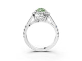 White gold Fancy Green Pear  Cut Double Halo Split Shank Diamond Ring with Prong Setting_52