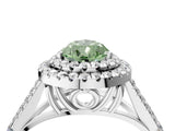 White gold Fancy Green Pear  Cut Double Halo Split Shank Diamond Ring with Prong Setting_53