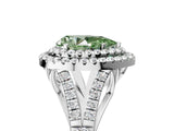 White gold Fancy Green Pear  Cut Double Halo Split Shank Diamond Ring with Prong Setting_54