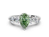White gold Fancy Green Pear  Cut Five-Stone Prong Set Diamond Ring with Classic Band_32