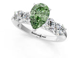 White gold Fancy Green Pear  Cut Five-Stone Prong Set Diamond Ring with Classic Band_33