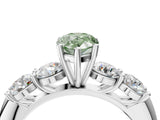 White gold Fancy Green Pear  Cut Five-Stone Prong Set Diamond Ring with Classic Band_38