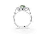 White gold Fancy Green Pear Cut Halo Cluster Diamond Ring with Pave Band and Four-Prong Setting_15