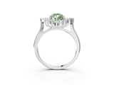 White gold Fancy Green Pear Cut Halo Diamond Cluster Ring with Marquise and Round Stones on a White Gold Band with Prong Setting_3