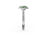 White gold Fancy Green Pear  Cut Halo Diamond Engagement Ring with Pave Band and Four-Prong Setting_30