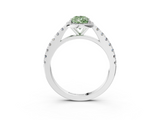 White gold Fancy Green Pear  Cut Halo Diamond Engagement Ring with Pave Band and Four-Prong Setting_31