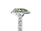 White gold Fancy Green Pear  Cut Halo Diamond Engagement Ring with Pave Band and Four-Prong Setting_33