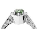 White gold Fancy Green Pear Cut Halo Diamond Engagement Ring with Split Shank Band and Four-Prong Setting_16