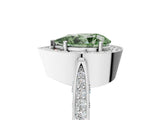 White gold Fancy Green Pear Cut Halo Diamond Engagement Ring with Split Shank Band and Four-Prong Setting_17