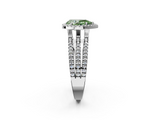 White gold Fancy Green Pear  Cut Halo Diamond Engagement Ring with Split Shank and Four-Prong Setting_22