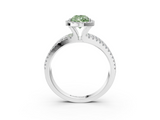 White gold Fancy Green Pear  Cut Halo Diamond Engagement Ring with Split Shank and Four-Prong Setting_23