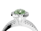 White gold Fancy Green Pear  Cut Halo Diamond Engagement Ring with Split Shank and Four-Prong Setting_24