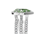 White gold Fancy Green Pear  Cut Halo Diamond Engagement Ring with Split Shank and Four-Prong Setting_25