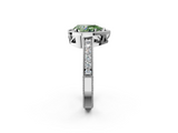 White gold Fancy Green Pear  Cut Halo Diamond Pave Band Ring with Four-Prong Setting_46