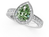 White gold Fancy Green Pear  Cut Halo Diamond Pave Band Ring with Four-Prong Setting_46