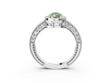 White gold Fancy Green Pear  Cut Halo Diamond Pave Band Ring with Four-Prong Setting_47
