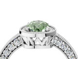 White gold Fancy Green Pear  Cut Halo Diamond Pave Band Ring with Four-Prong Setting_48