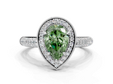 White gold Fancy Green Pear  Cut Halo Diamond Pave Band with Four-Prong Setting_37
