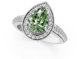 White gold Fancy Green Pear  Cut Halo Diamond Pave Band with Four-Prong Setting_38