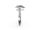 White gold Fancy Green Pear  Cut Halo Diamond Pave Band with Four-Prong Setting_40