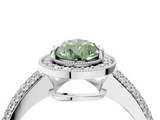 White gold Fancy Green Pear  Cut Halo Diamond Pave Band with Four-Prong Setting_41