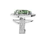 White gold Fancy Green Pear  Cut Halo Diamond Pave Band with Four-Prong Setting_42