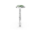 White gold Fancy Green Pear Cut Halo Diamond Pave Band with Prong Setting_2