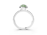 White gold Fancy Green Pear Cut Halo Diamond Pave Band with Prong Setting_3