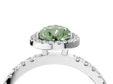 White gold Fancy Green Pear Cut Halo Diamond Pave Band with Prong Setting_4