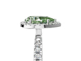 White gold Fancy Green Pear Cut Halo Diamond Pave Band with Prong Setting_5