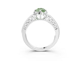 White gold Fancy Green Pear  Cut Halo Diamond Ring with Channel Set Band and Four-Prong Setting_87