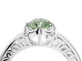 White gold Fancy Green Pear  Cut Halo Diamond Ring with Channel Set Band and Four-Prong Setting_88